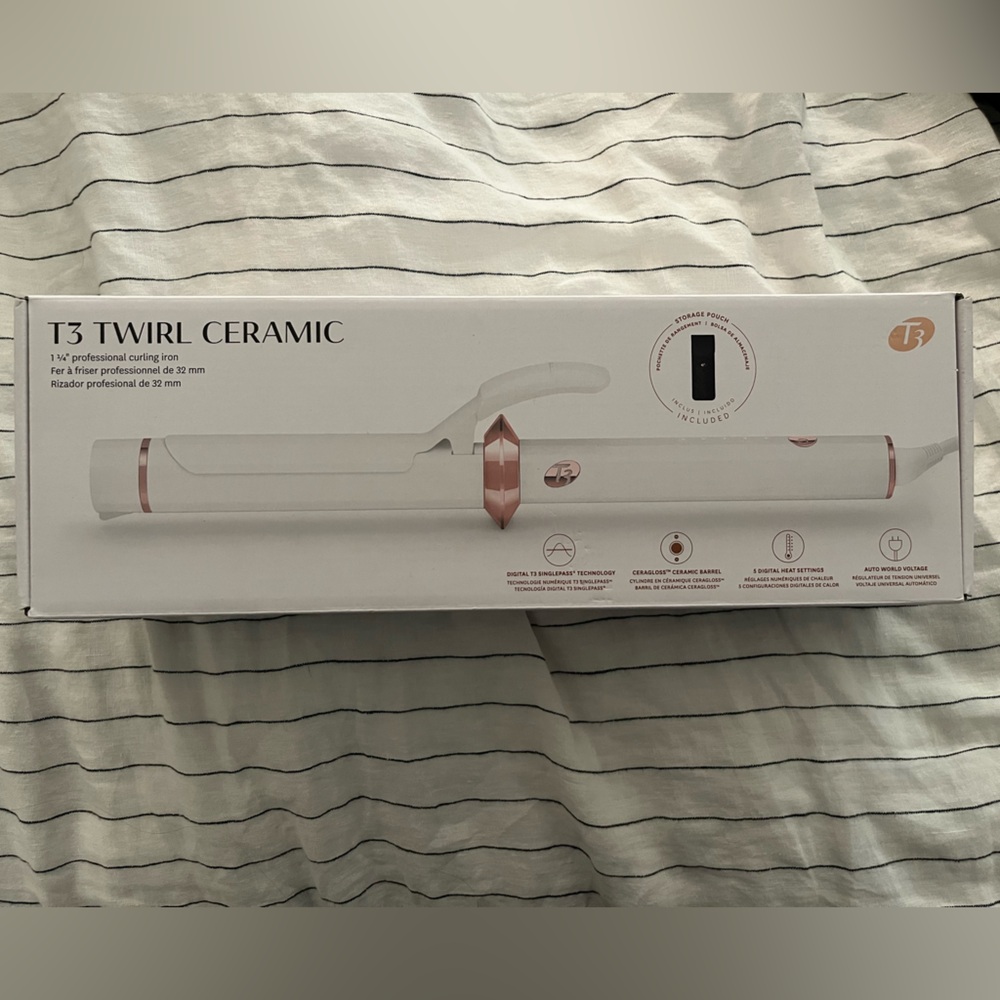 NWT T3 Twirl Ceramic Curling Iron in White and Rose Gold